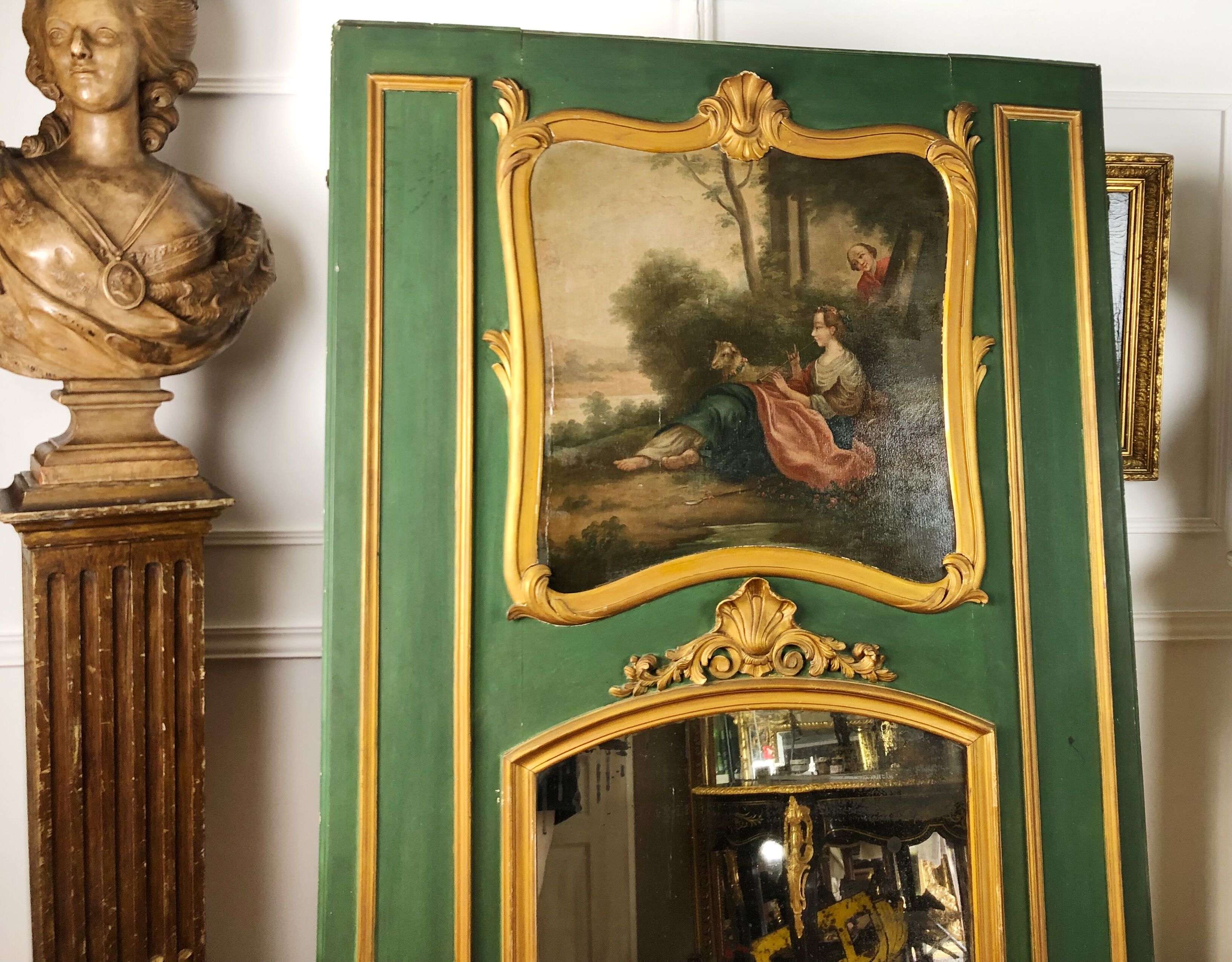 19th century carved wooden trumeau 110x181cm