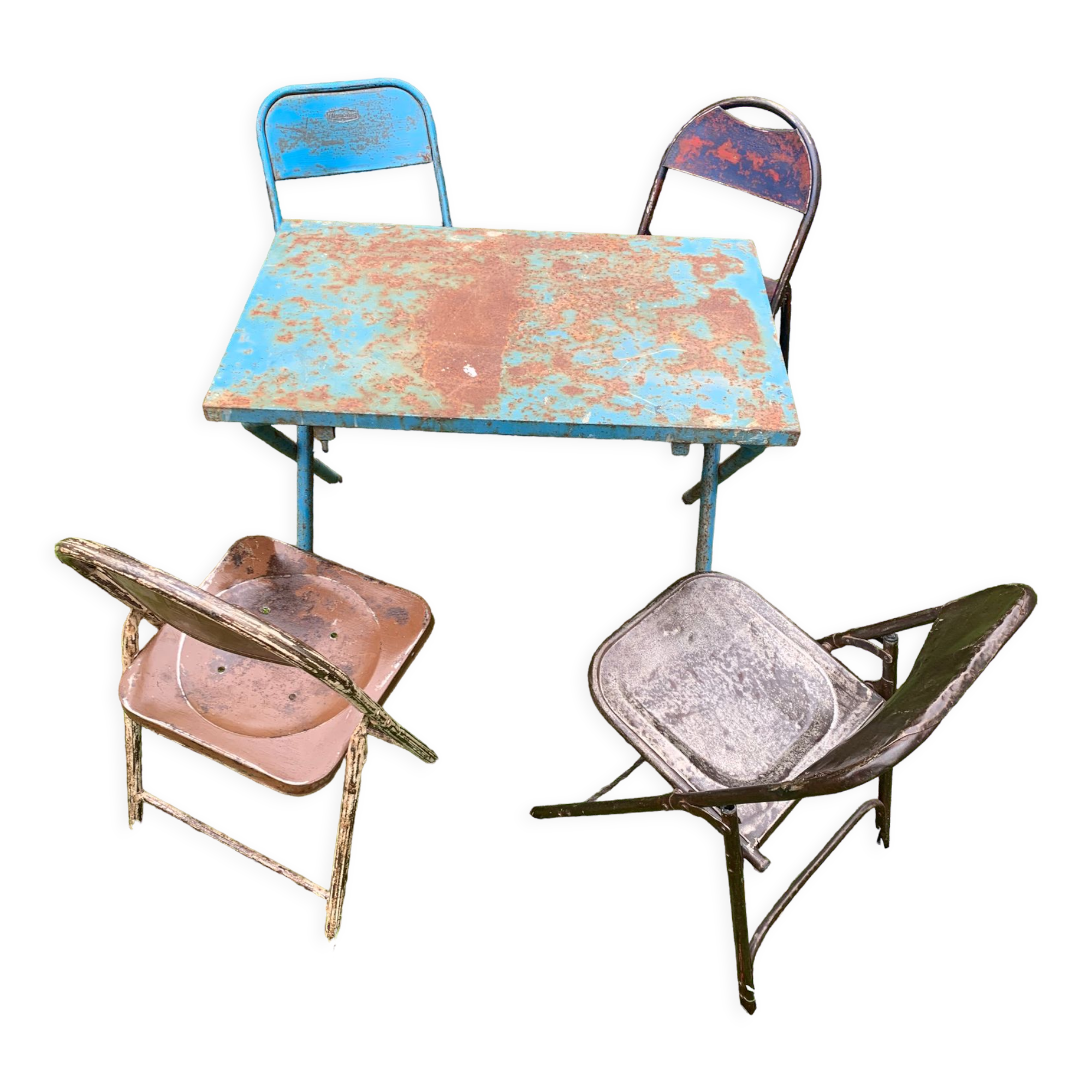 Folding metal chairs