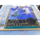 Screen-printed lithograph signed Charles Lepas 1980 Café Wien