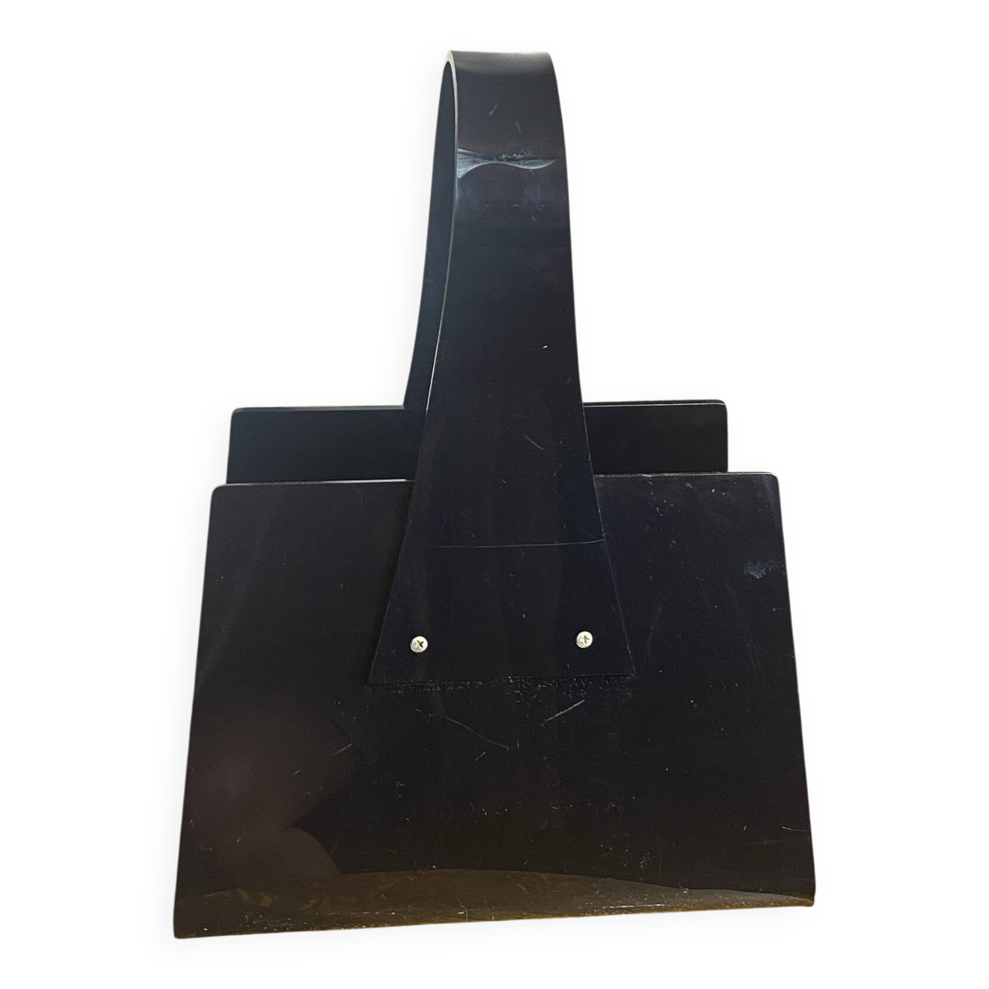 Black plexiglass magazine rack
