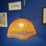 Abat jour pendant lamp in vintage wicker