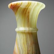 Small vintage baluster vase in green striped onyx, Italy, mid-century.