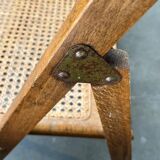 Mid-century wooden folding chair set with Viennese wicker seats, 1960s.