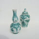 Antique vase & pot in green Delftware