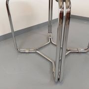 Vintage round dining table in smoked glass and chrome metal