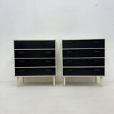 Set of 2 black and white chests of drawers, 1970s