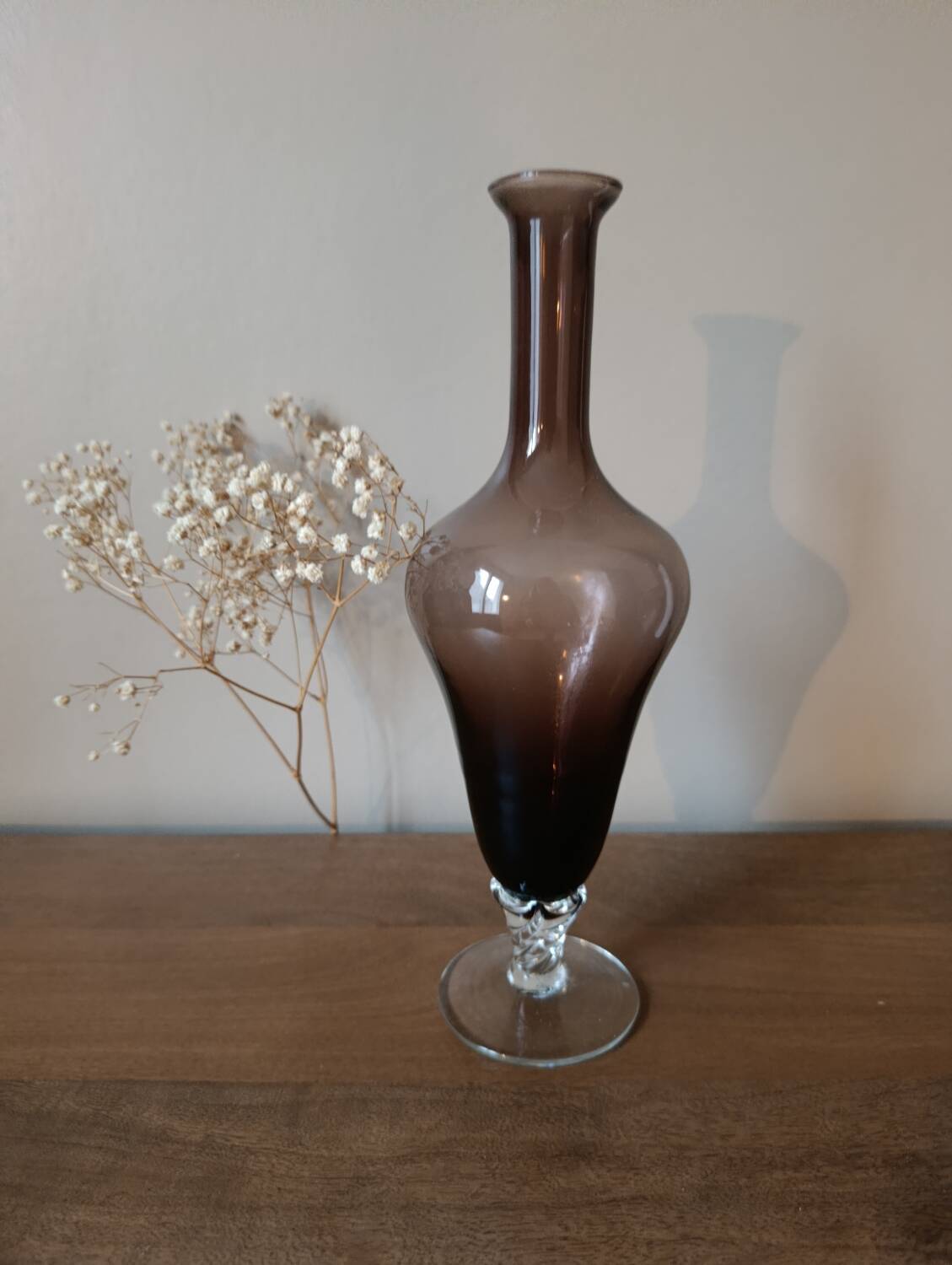 Vintage smoked blown glass vase from Empoli