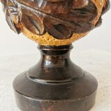Vintage Hand Carved Wooden Vase: Grapevine Motif, 1970s Yugoslavia
