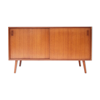 Scandinavian sideboard sliding doors teak honey