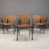 Set of 6 Abanica chairs in wicker by Oscar Tusquets for Aleph, 1990s