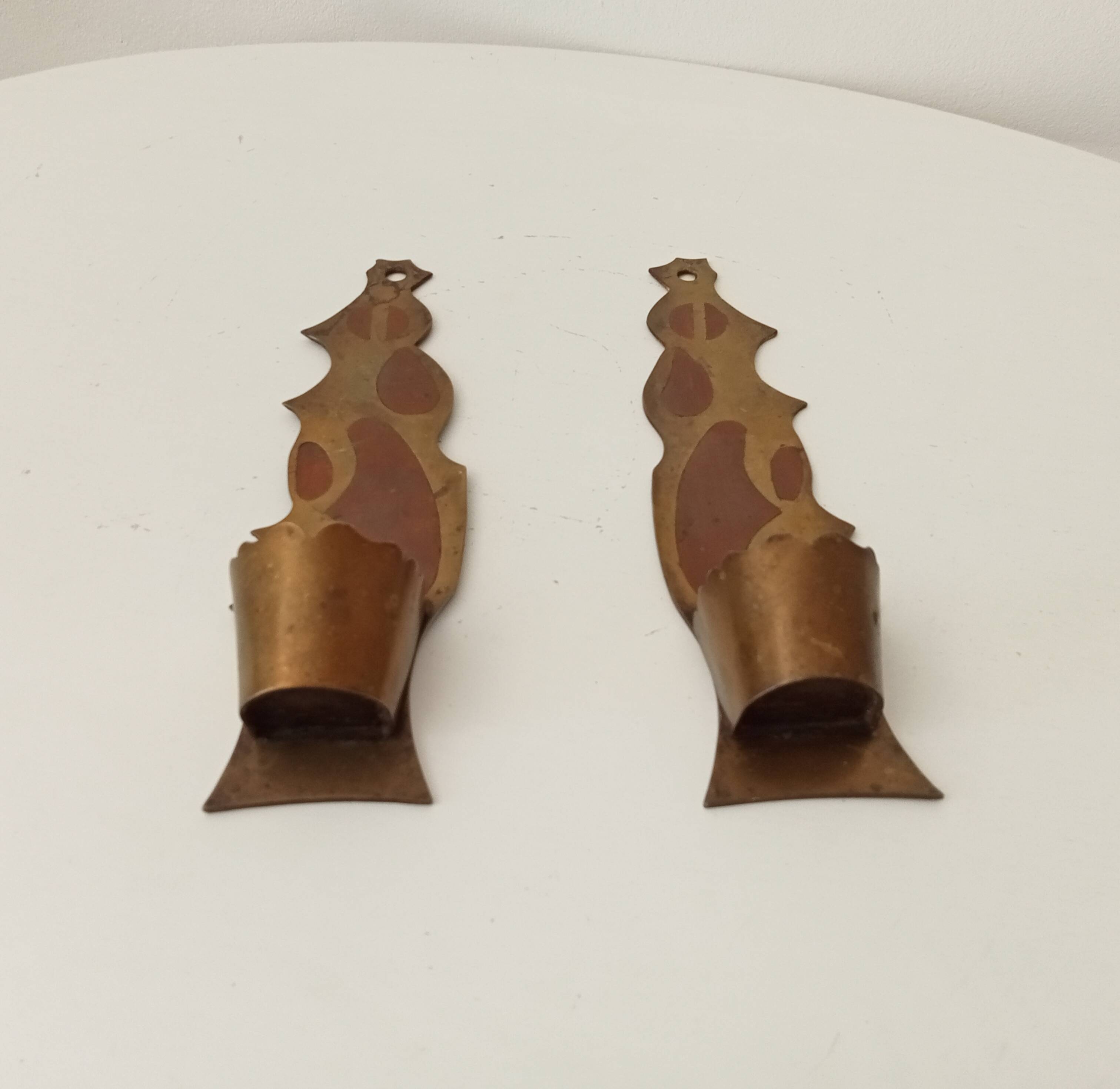 Vintage solid brass gold wall candle holder