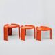 3 tables orange Giotto Stoppino pour Kartell, années 1960