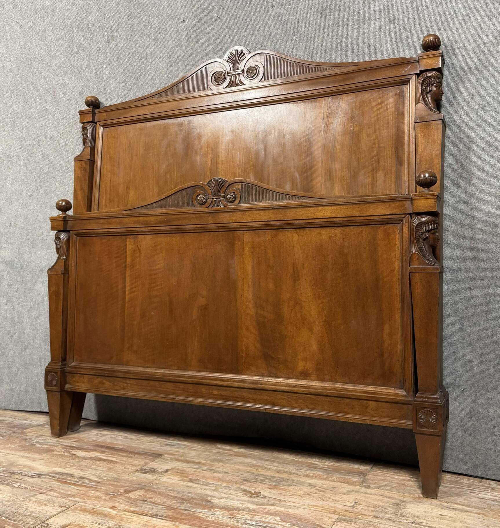 Bastel stamped bed from the Empire Consulate period in walnut circa 1800