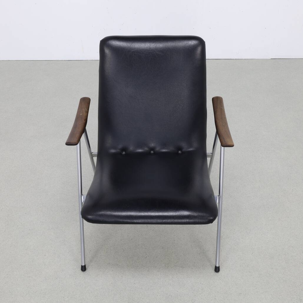 Vintage Lounge Chair in Leatherette and Metal, 1960s