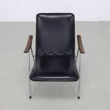 Vintage Lounge Chair in Leatherette and Metal, 1960s