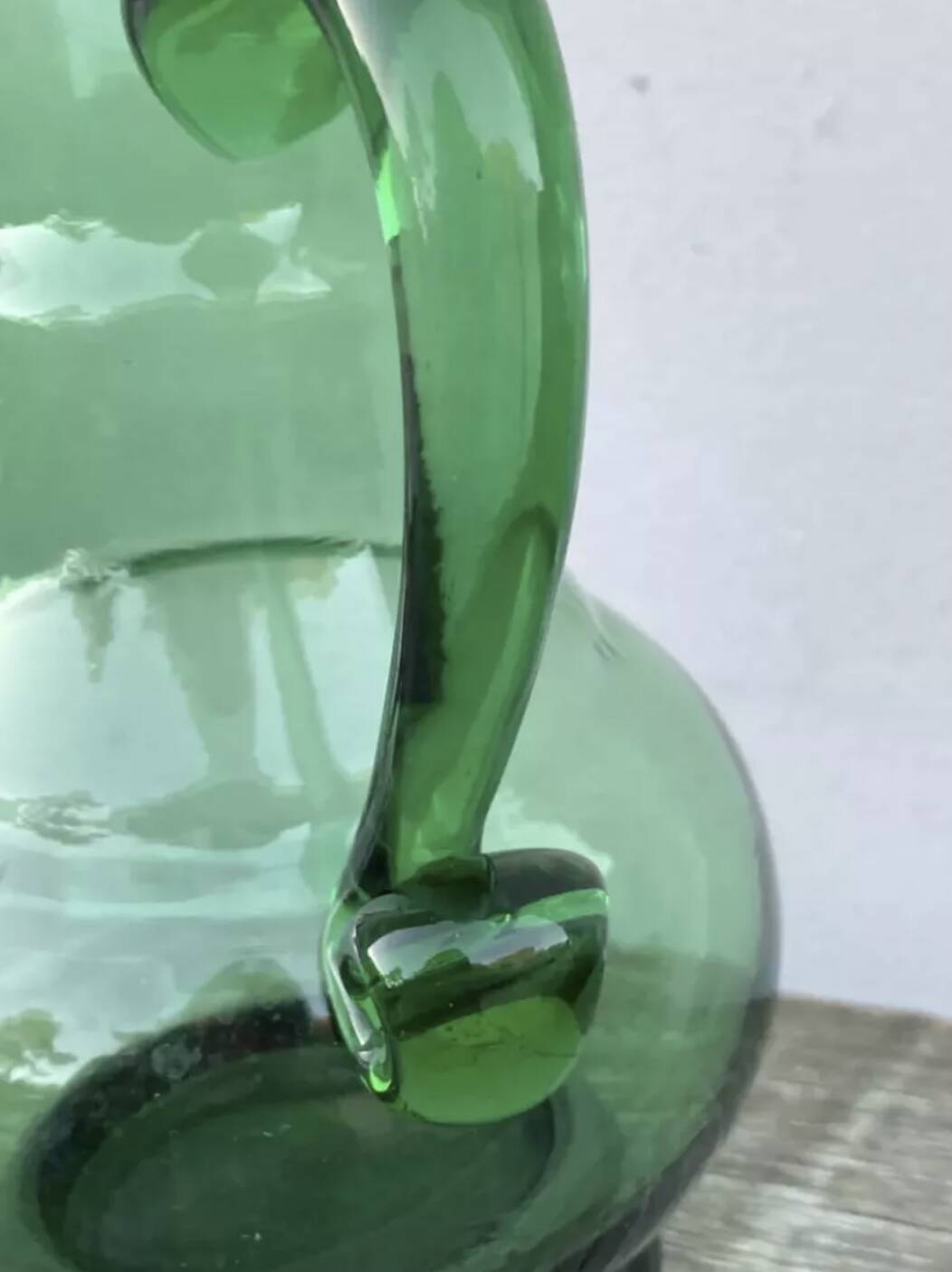 Vintage green blown glass pitcher