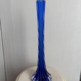 Vase soliflore bleu cobalt en verre de Murano