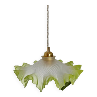 Vintage green and white serrated pendant light