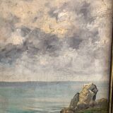 Ancienne huile sur toile signée Tanguy côte rocheuse en Bretagne