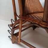 Chaise longue ancienne en rotin  tressé 1900