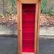 Louis Philippe display cabinet in solid wood and burgundy velvet from the 20th century