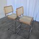 Ensemble de 2 chaises haute Bar Cesca / Design Marcel Breuer / Noyer clair, osier