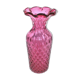 Vintage pink blown glass cornet vase - vintage pineapple shape 18cm