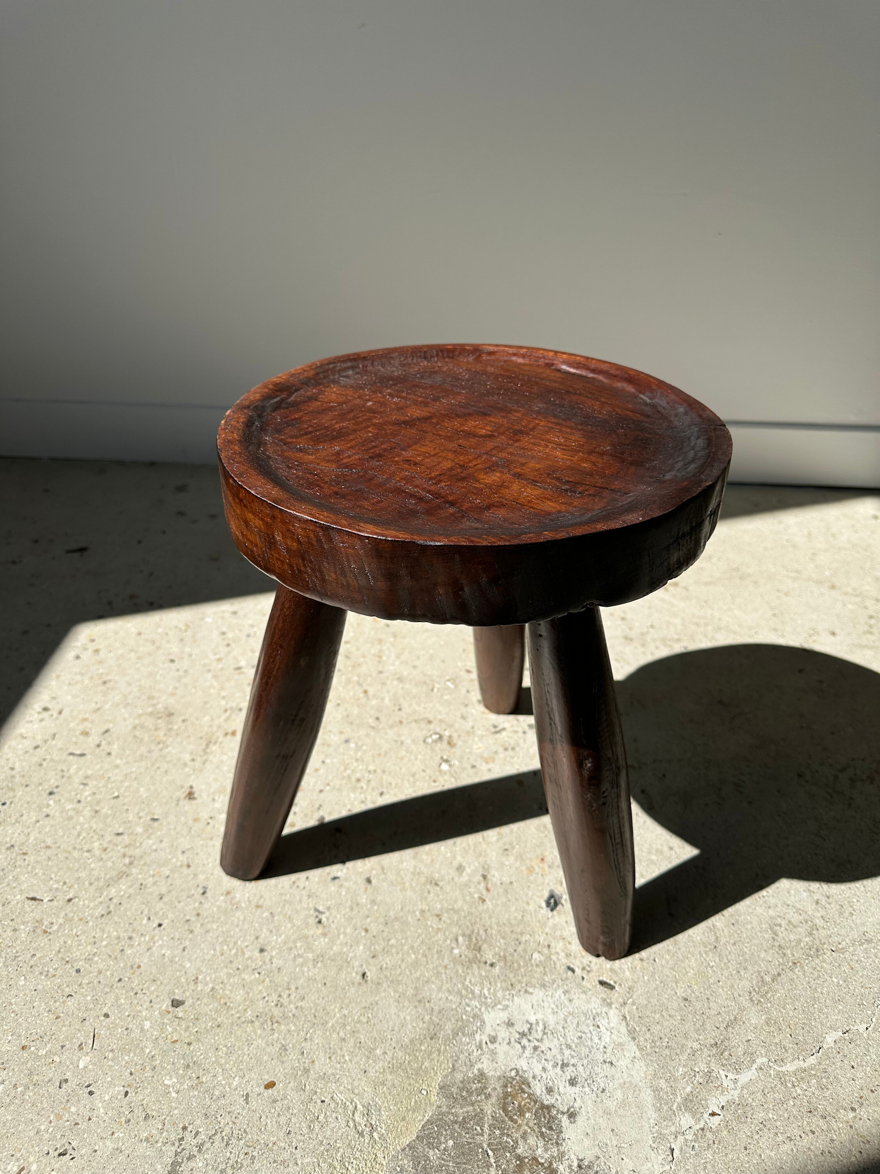 Brown solid wood stool hollow circular seat