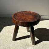 Brown solid wood stool hollow circular seat