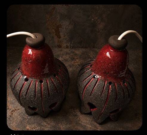 Berth Norrman, Pair of ceramic pendant lamps, Sweden, c. 1970