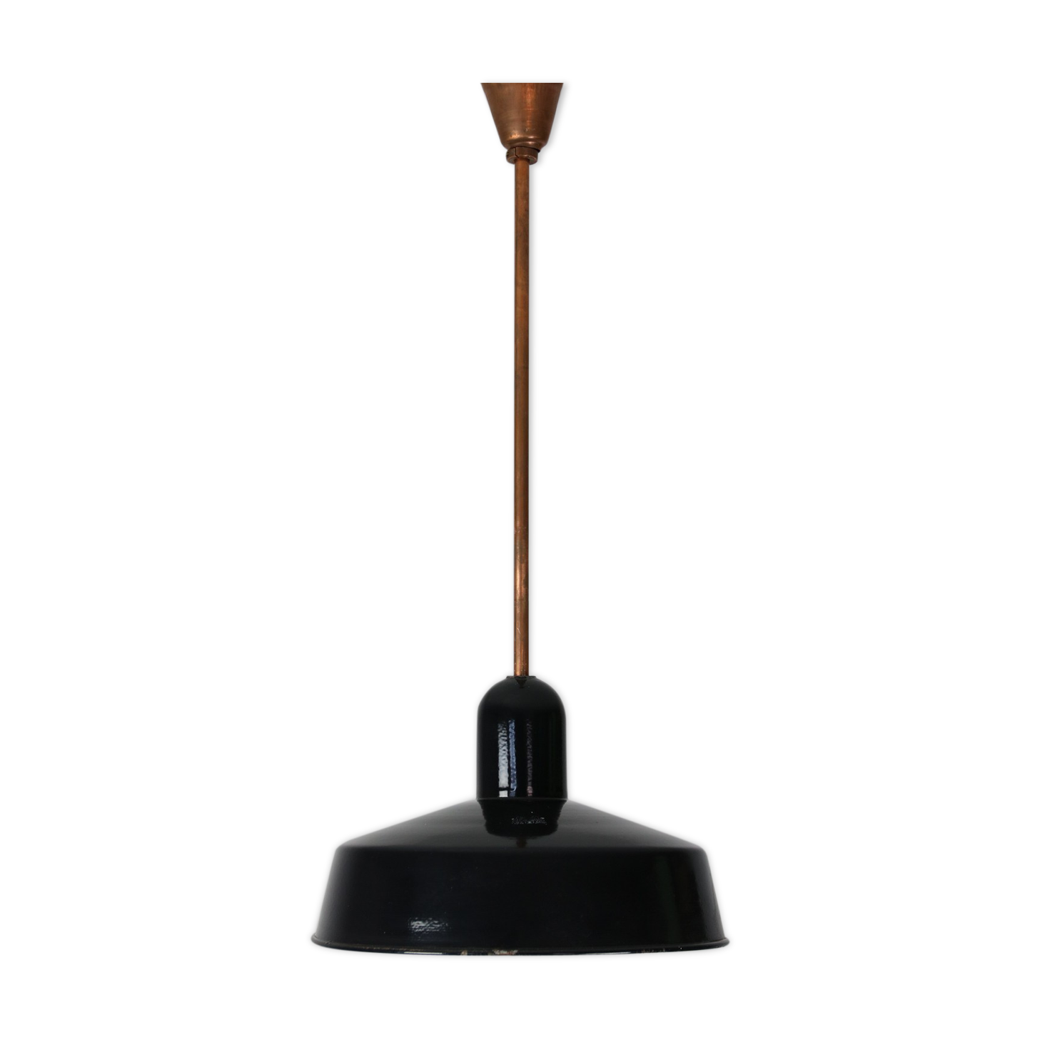 Black industrial enamel pendant light Vintage from Emo, 1960s