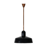 Black industrial enamel pendant light Vintage from Emo, 1960s