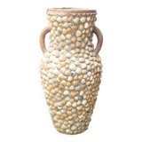 Terracotta and shell jar with handles for the terrace