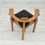 1950s, Danish design, reupholstered armchair, New Zealand sheepskin, oak wood.