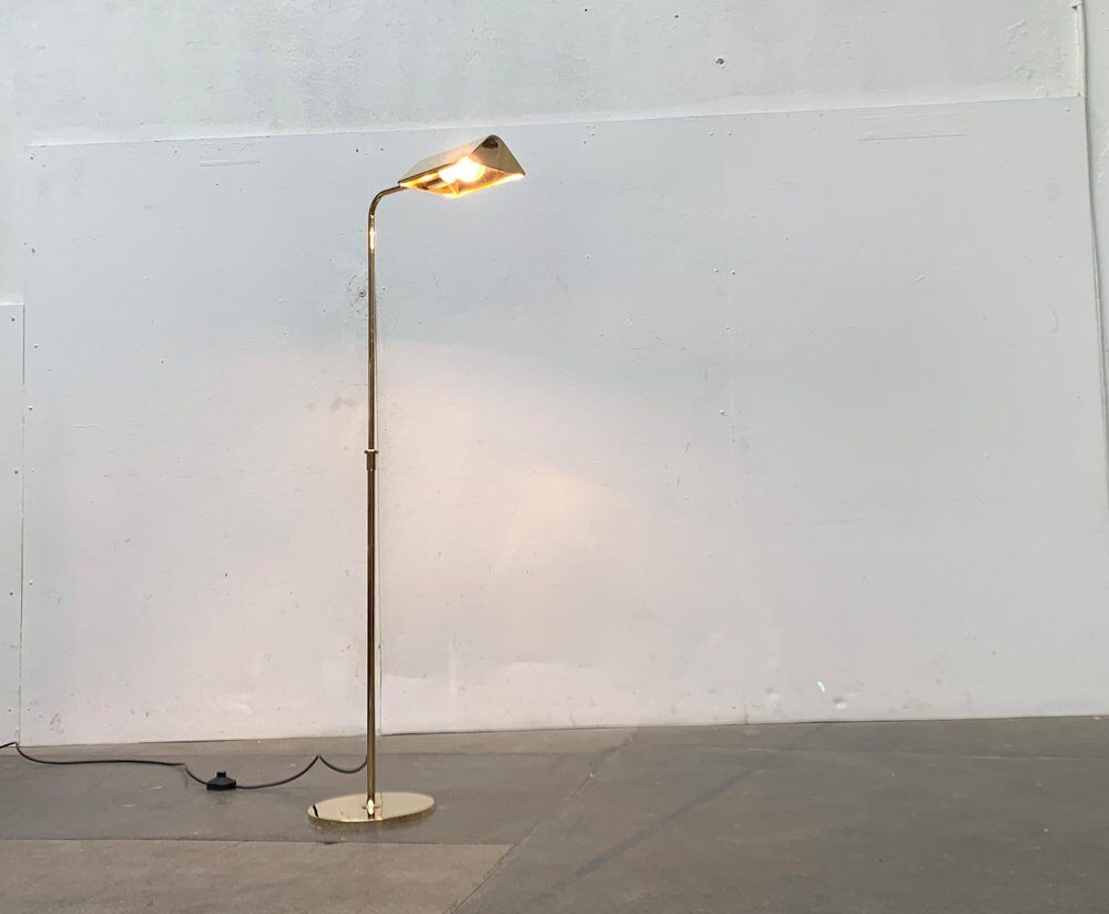 Vintage Hollywood Regency floor lamp in German brass by Florian Schulz.