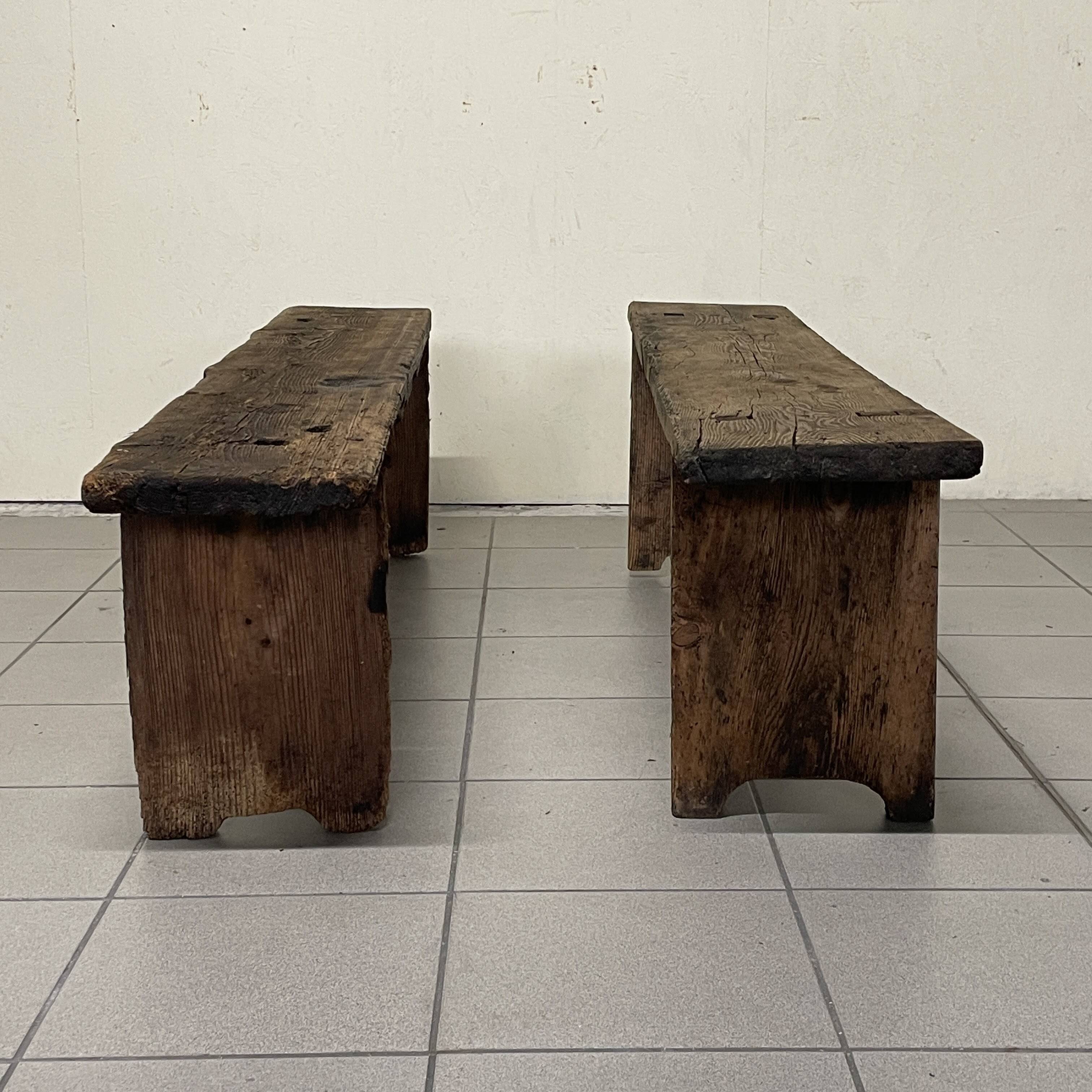 Pair of rustic benches, early 1900s