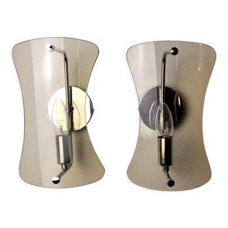 Pair of black sconces, murano glass, Italy, 1960