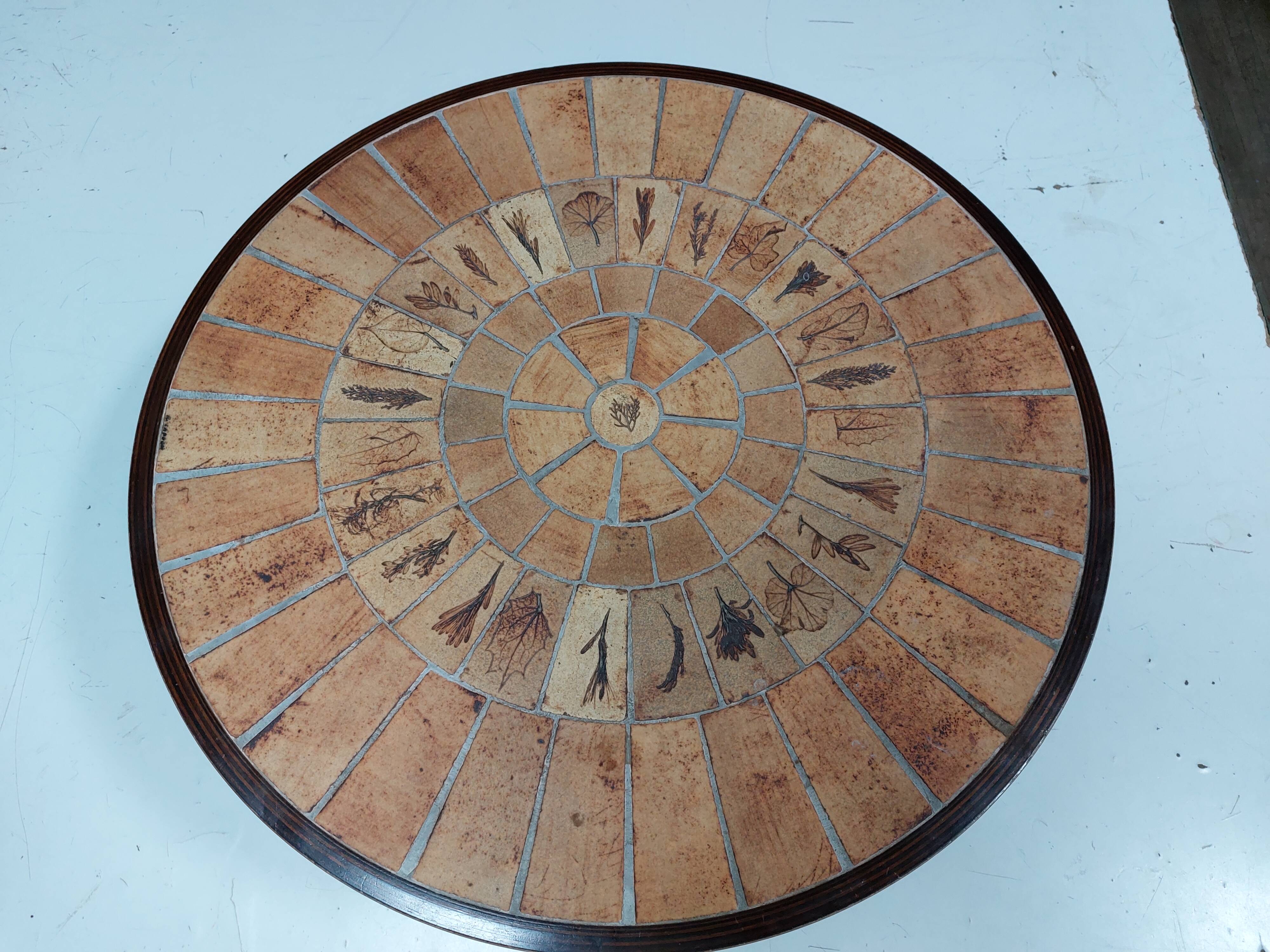 Round coffee table "Herbariums" by Roger Capron - 1960s/1970s - Vallauris