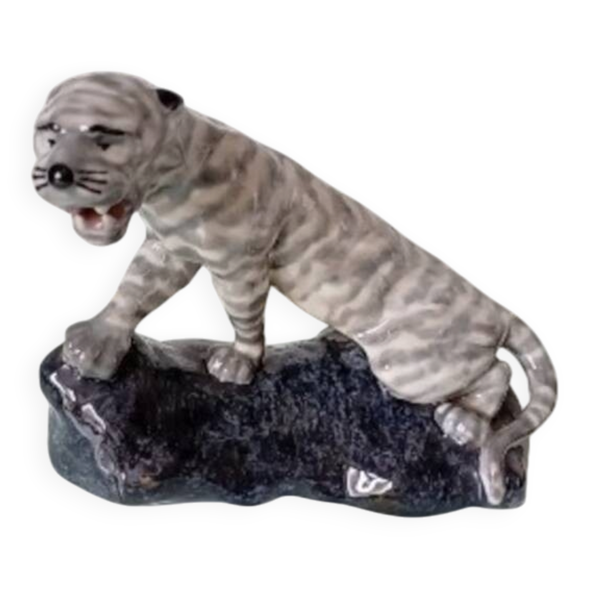 Tigre rugissant par Camille Tharaud : Porcelaine de Limoges Art Déco
