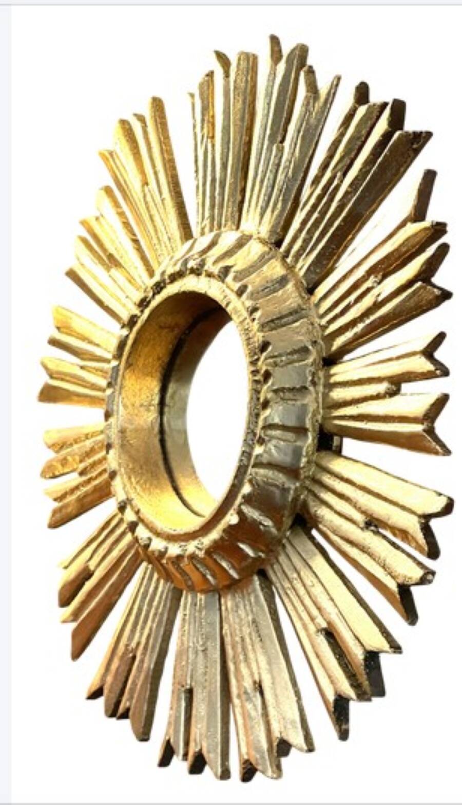 Miroir soleil en bois doré « œil de sorcière »
