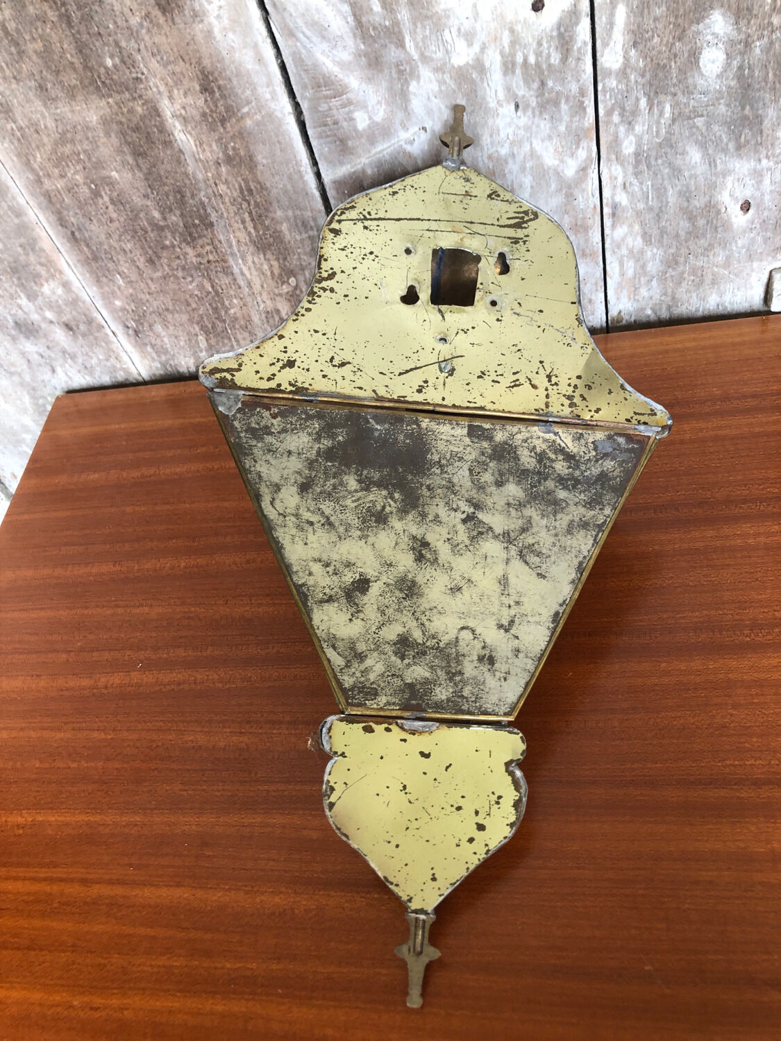 Old brass wall lamp + glass + vintage mirror back
