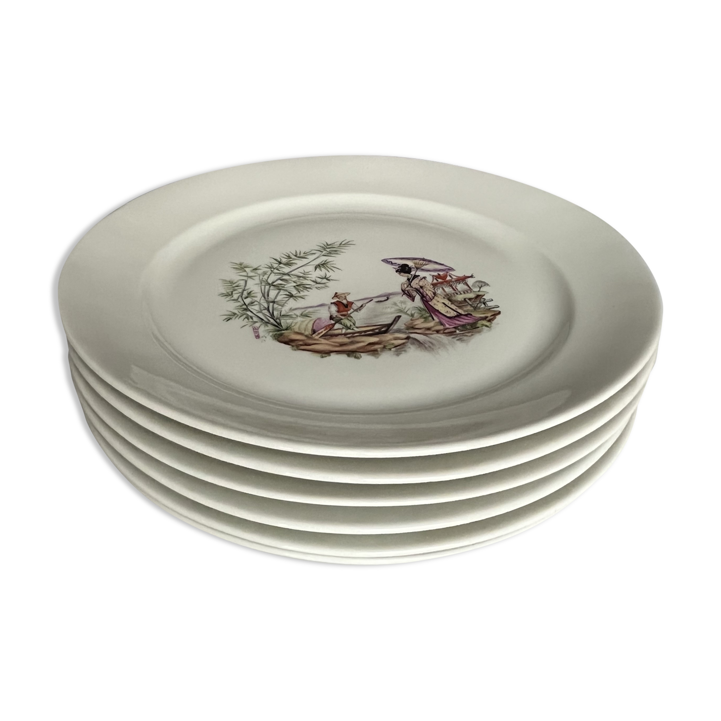 6 assiettes en porcelaine fine