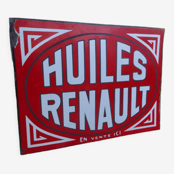 Plaque émaillée Huiles Renault