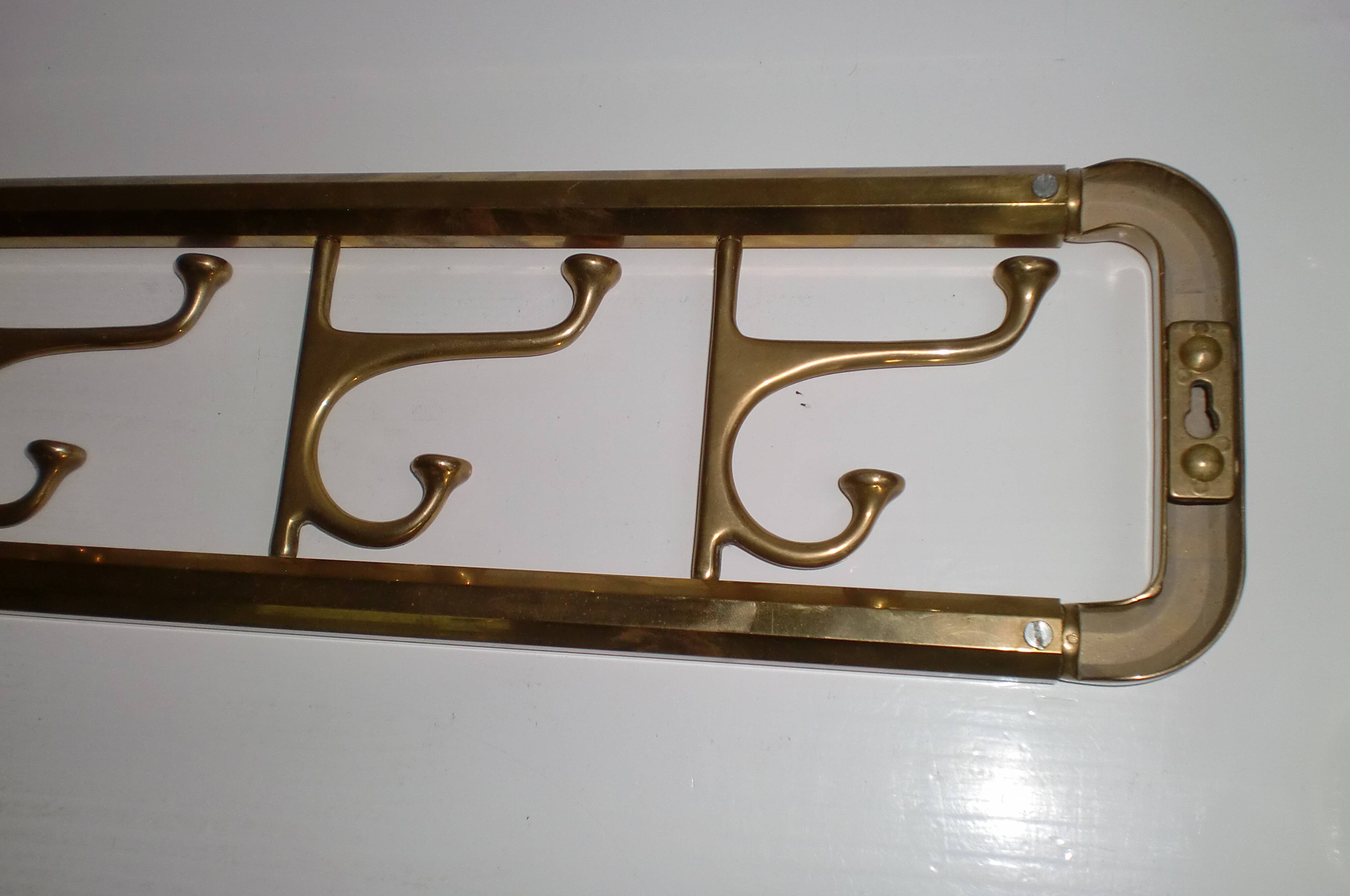 Art-Deco brass Coat Rack & one Hanger, France, 1940s