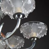 Art Deco chandelier in nickel-plated metal and copper