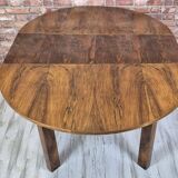 Renovated Art Deco round walnut extendable dining table