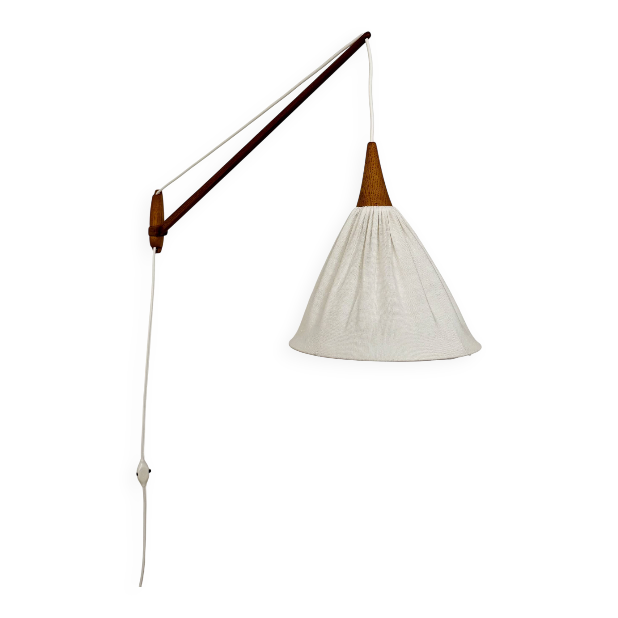 Danish Adjustable Oak Wall Lamp by Uno and Östen Kristiansson