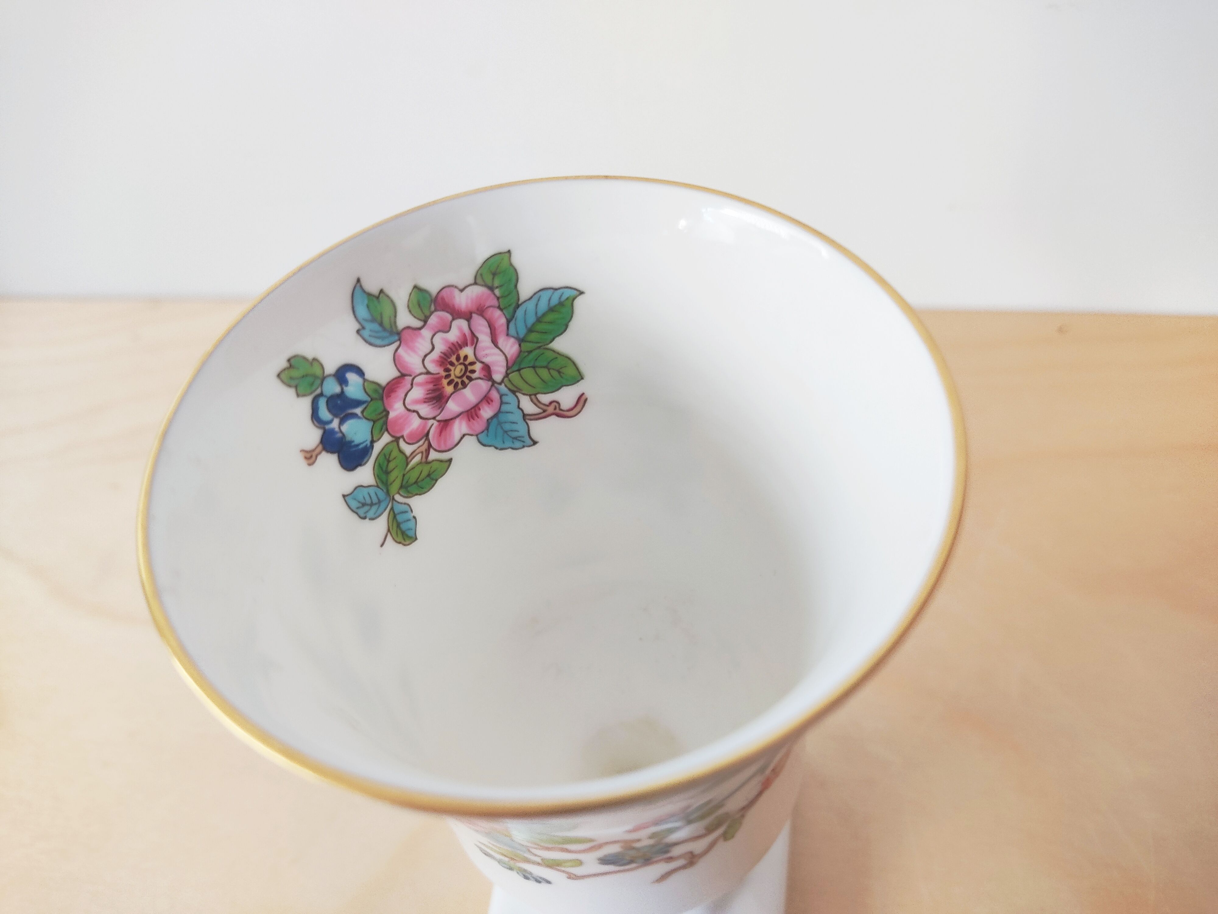 Aynsley porcelain vase bird décor and flowers