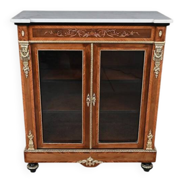 Vitrine en Marqueterie de Bois de Rose & Merisier, style Napoléon III- 2ème partie XIXe