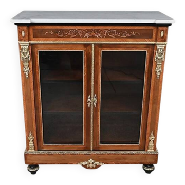Rosewood and Cherry Wood Marquetry Display Cabinet, Napoleon III style - 2nd half of the 19th century